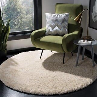 GALLERY HOME Silky Smooth Anti-Skid Shaggy Round Carpet with 2 inch Thickness (9 x 9 Round, Ivory K1)