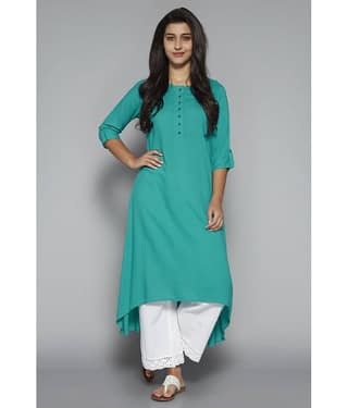 Pistaa - Orange Viscose Women's Asymmetrical Kurti ( Pack of 1 )