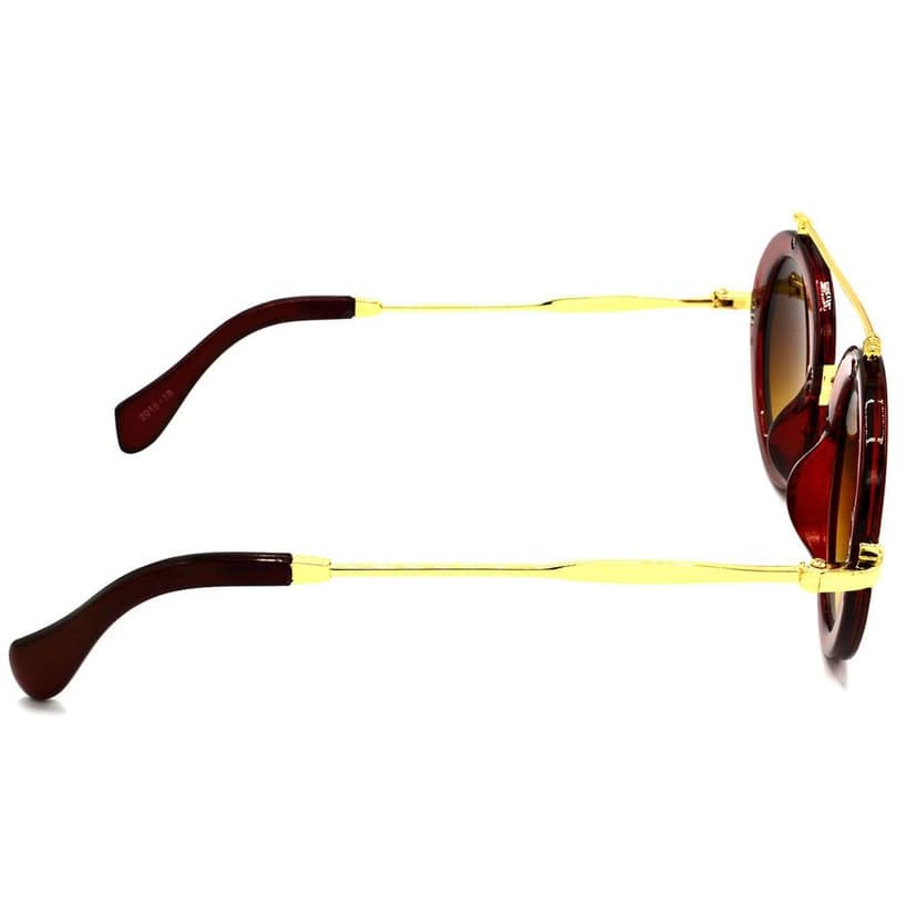 Hrinkar Brown Round Sunglasses Styles Red Frame Glasses for Men & Women - HRS315-RD view 3