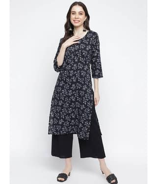 Anaiah - Black Cotton Women's Straight Kurti ( Pack of 1 )