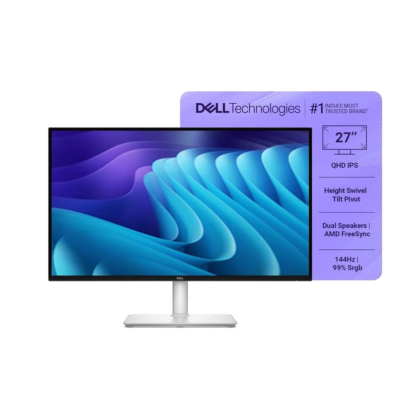 Dell S2725DC 27"/68.58cm QHD Monitor, 144Hz, IPS Panel, 1ms Response, Contrast 1500:1, Dual Speakers 6W, HDMI, DP Port, 2xUSB Type-C, 2xUSB Type-A, Warranty 3 Years, TÜV Rheinland 4-Star Eye Comfort