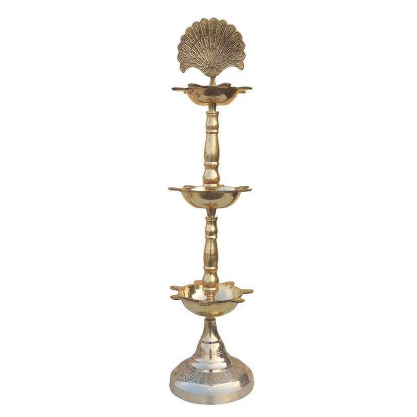 Brass Showpiece 3 Step Murga Deepak Statue (ZMAS549 C) view 3