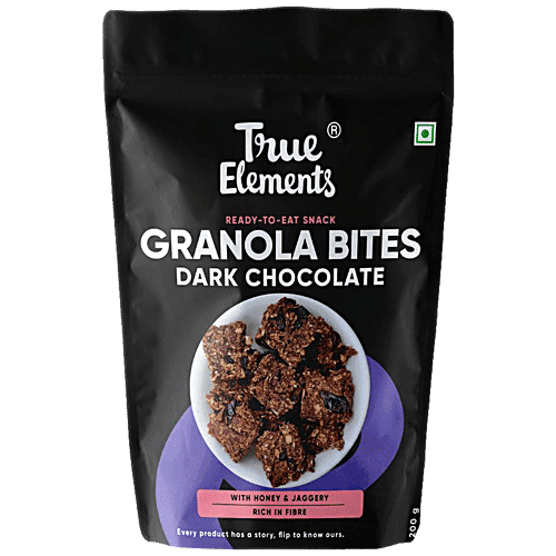 True Elements Granola Bites Dark Chocolate - With Honey & Jaggery, Rich In Fibre, 200 g
