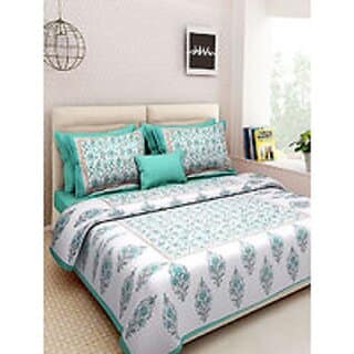 Cotton Rajasthani Print Double Bed Bedsheet with Two Pillow Cover
