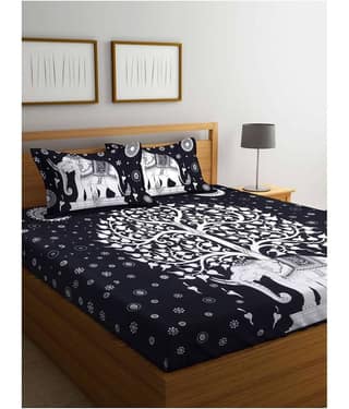 Uniqchoice Cotton Double Bedsheet ( Black )