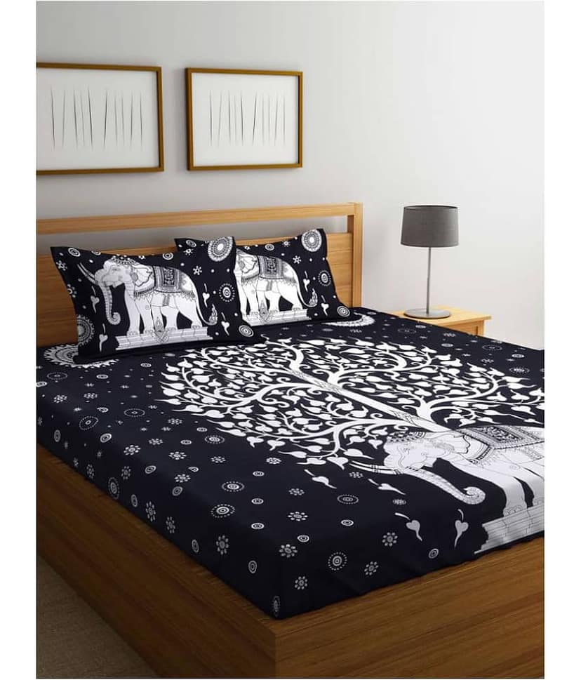 Uniqchoice Cotton Double Bedsheet ( Black )