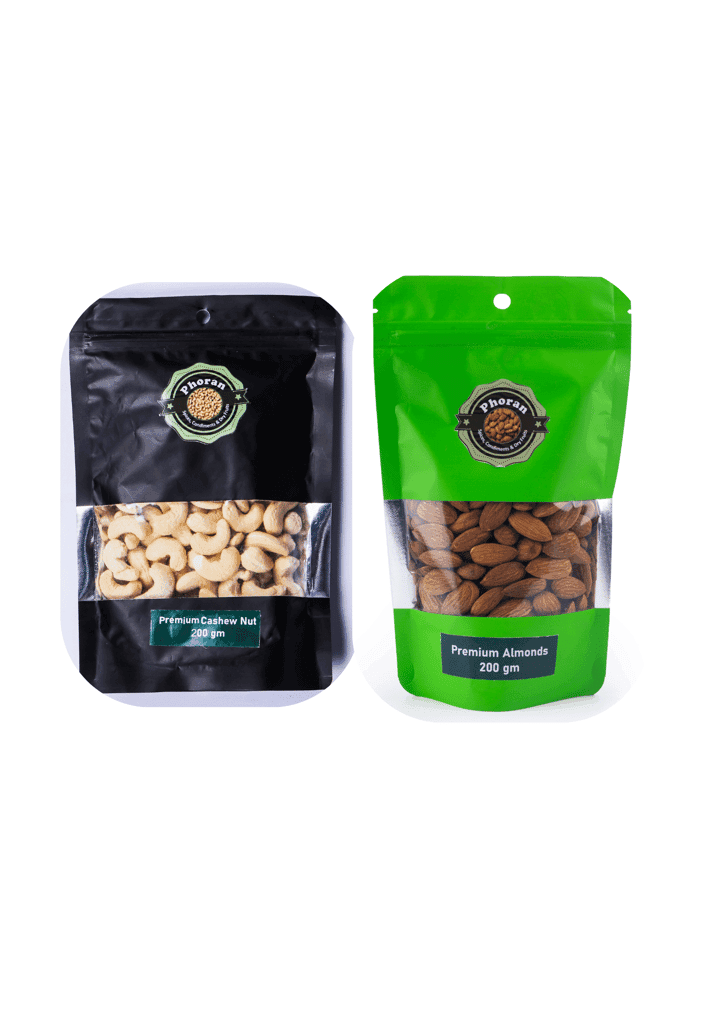 Buy Phoran Almonds Cashew Combo 200gm Online India - Premium Dry Fruits | 100g Almonds & 100g Cashew Nuts view 2