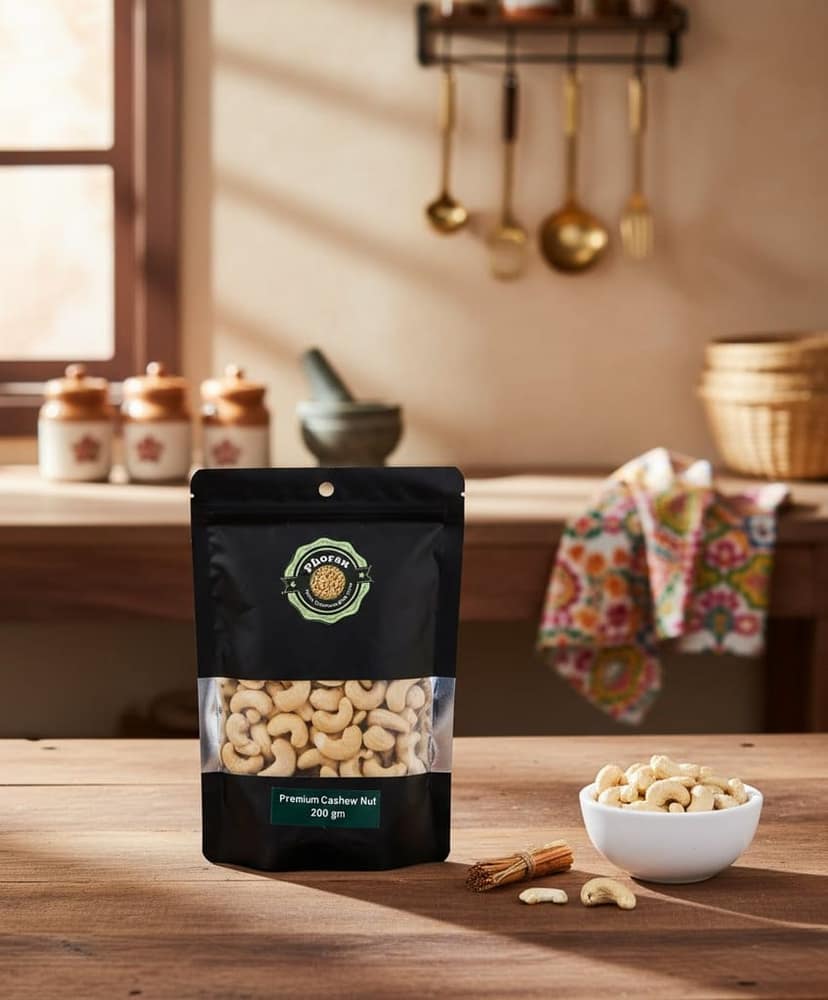 Buy Phoran Almonds Cashew Combo 200gm Online India - Premium Dry Fruits | 100g Almonds & 100g Cashew Nuts view 3