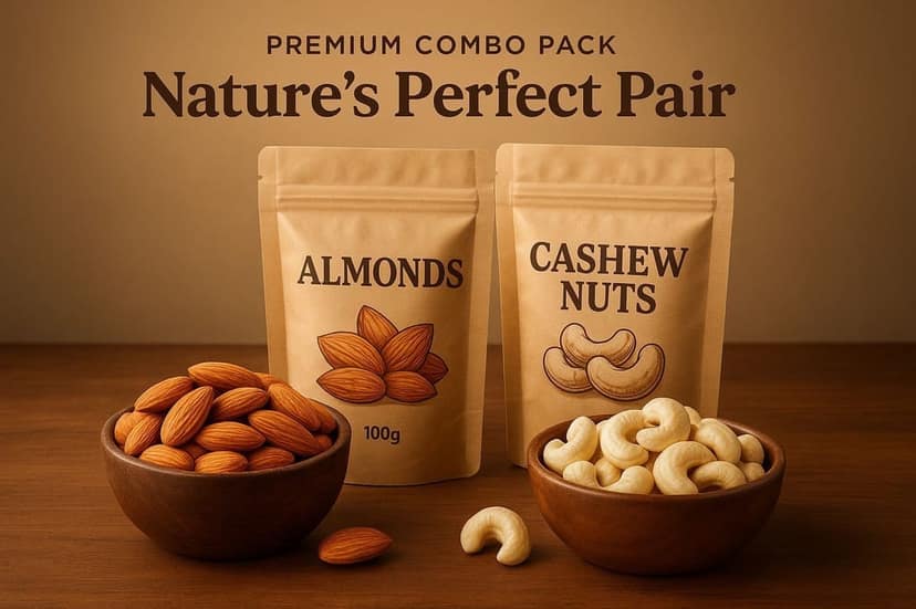 Buy Phoran Almonds Cashew Combo 200gm Online India - Premium Dry Fruits | 100g Almonds & 100g Cashew Nuts view 6