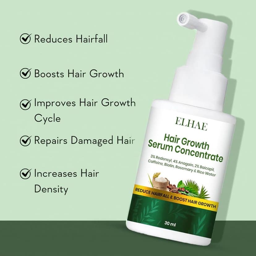 ELHAE Hair Serum Concentrate with Rosemary, Redensyl, Anagain, Baicapil, Caffeine, Biotin, Plant Keratin & Rice Water | Boosts Hair Growth, Strength & Thickness | For Stronger, Healthier Hair 30ml view 3