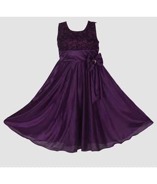 9stiches - Purple Lycra Girls Frock ( Pack of 1 )