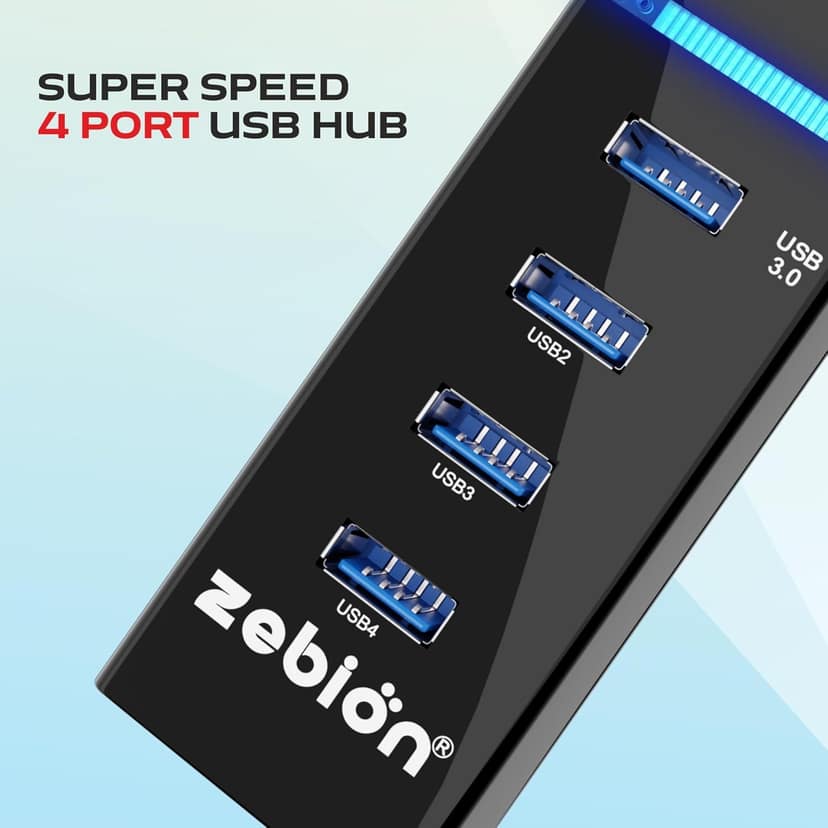 Zebion Pronto 302C 4 Port USB 3.0 Hub with Type-C - Black view 2