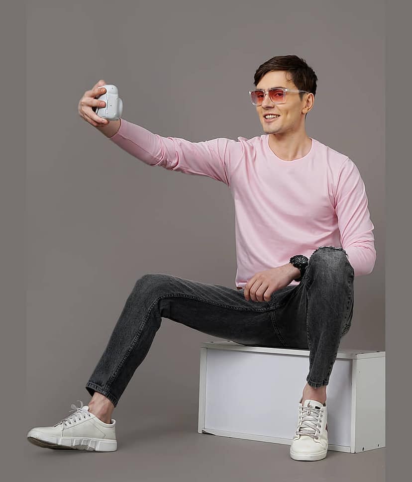 Paul Street Pack of 1 Cotton Blend Slim Fit Men's T-Shirt ( Light Pink ) view 5