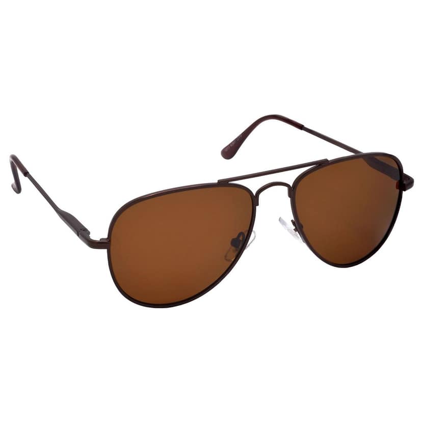 Stylish Pilot Full-Frame Metal Polarized Sunglasses for Men and Women | Brown Lens and Brown Frame | HRS-KC1019-BWN-BWN-P view 2
