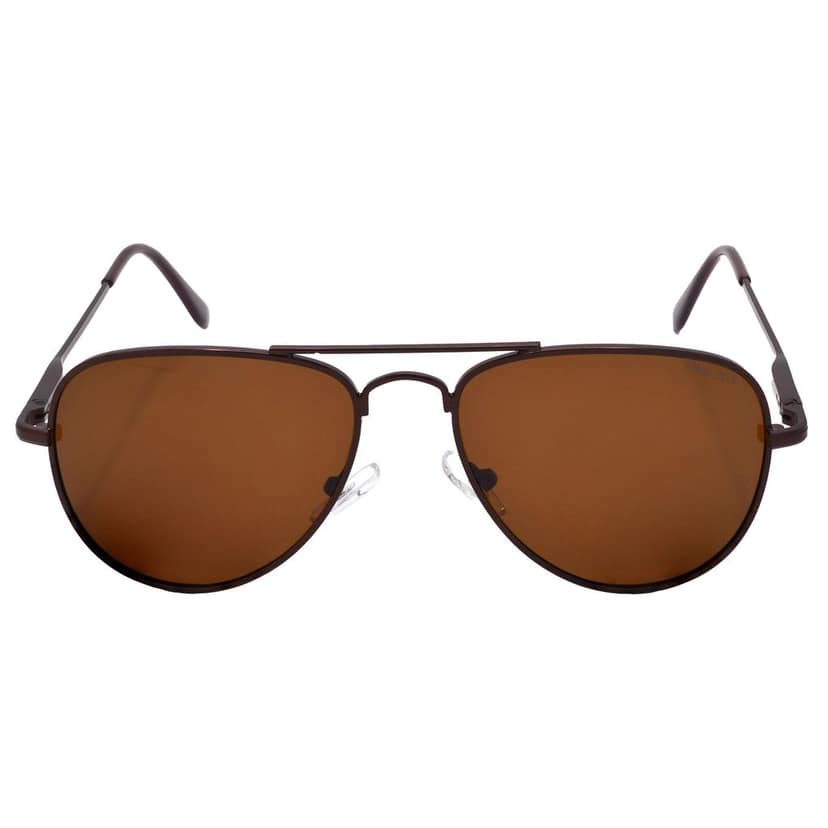 Stylish Pilot Full-Frame Metal Polarized Sunglasses for Men and Women | Brown Lens and Brown Frame | HRS-KC1019-BWN-BWN-P view 3