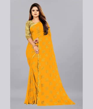 Rhey Chiffon Printed Saree With Unstitched Blouse Piece ( Mint Green )
