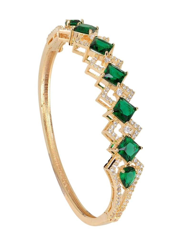 Gold plated Green AD studded handcrafted stylish Bracelet for Women & Girls view 2