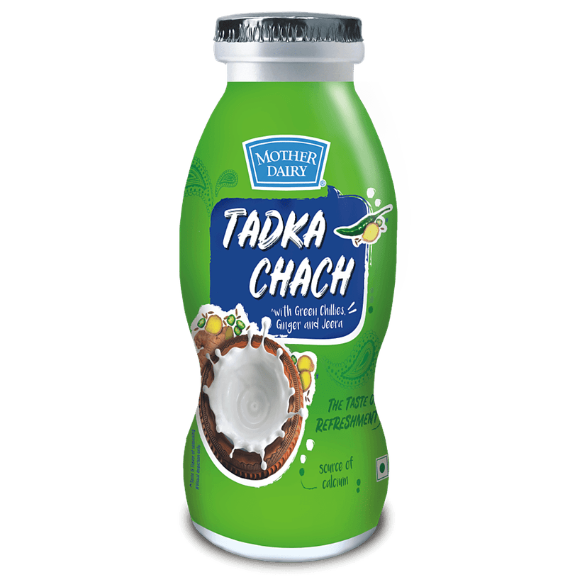 Mother Dairy Tadka Chaach - With Green Chillies, Ginger & Jeera, Source Of Calcium, 200 Ml