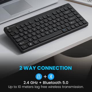 Portronics Bubble Wireless Keyboard, Connect 3 Devices, Bluetooth, 2.4 GHz Receiver