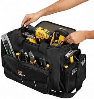 HENNY BAGS Tool Bag Premium Heavy Duty Urban CORD Professional Electrician Technician Industrial Multipurpose Storage Tool Bag 18' inch with Adjustable Strap.