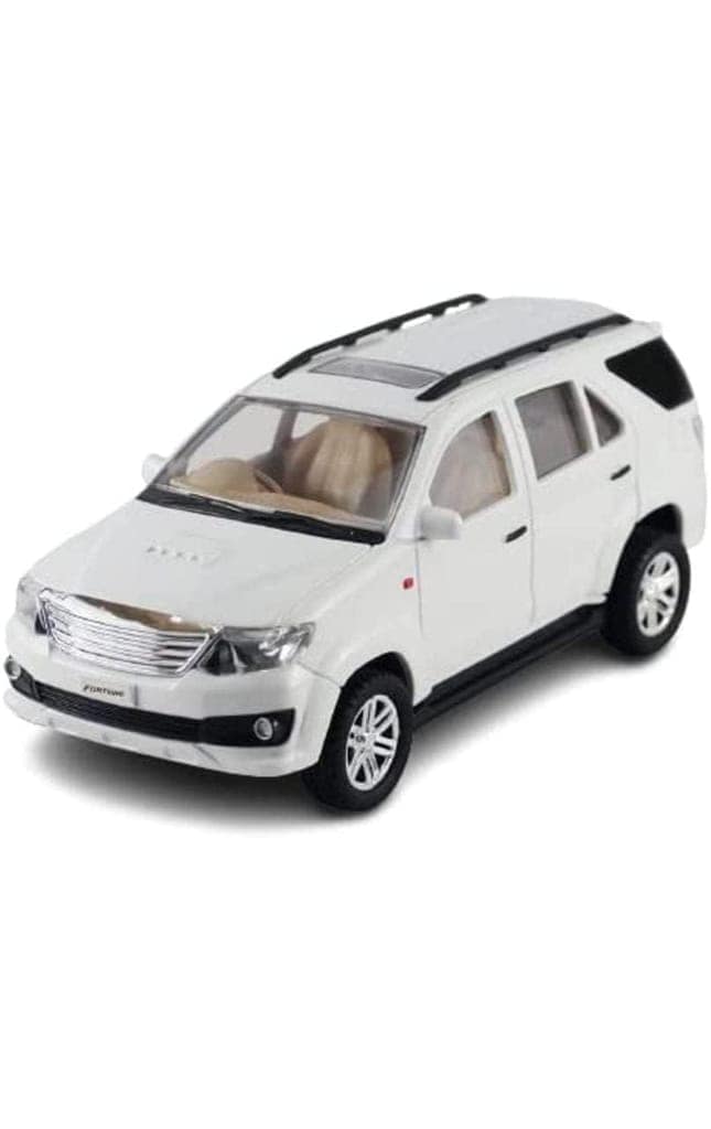 Mehtab Toys Plastic Fortuner White Car for Kids Pull Back and Go Car with Soft Edges Wonderfull Design and Bold Look Miniature Scaled Models Toy Car