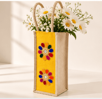 Handmade Jute Water Bottle Bag for Travel and Everyday Use view 3