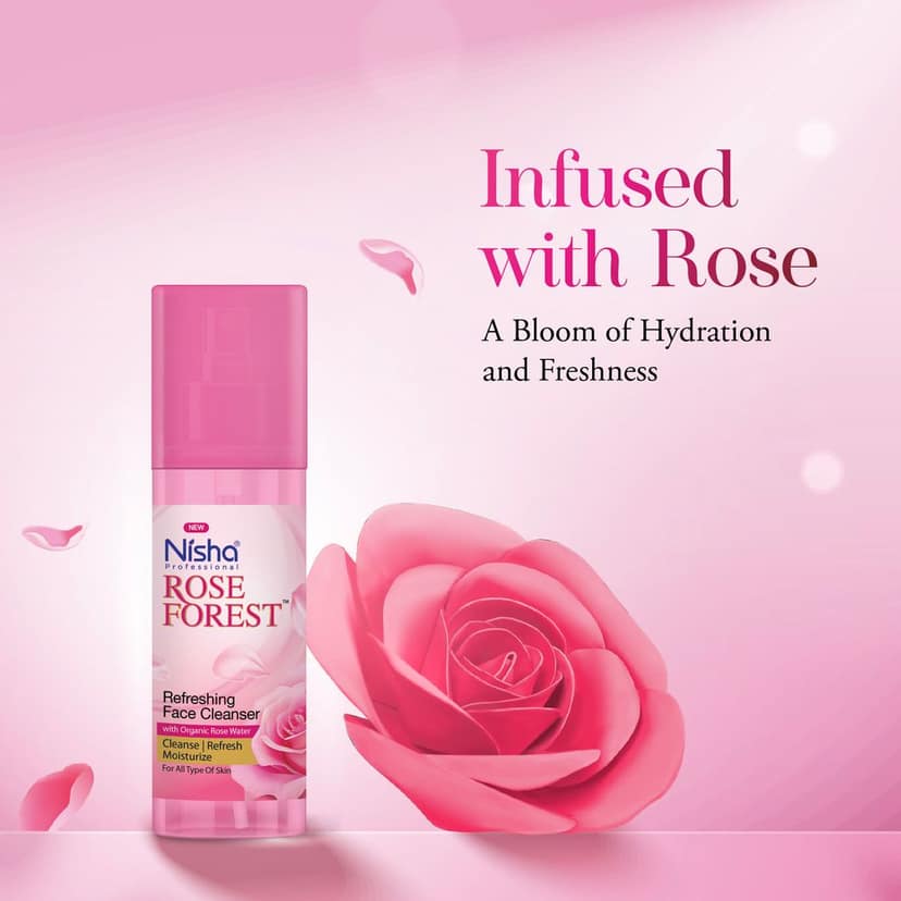 Nisha Refreshing Face Cleanser with Organic Rose Water for All Skin Types - 120ml view 3