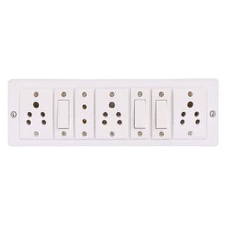 INDRICO Spike Guard 2 M Fitted with Anchor Switches (3 Switches+3 Socket+ 1 Two Pin) (White)