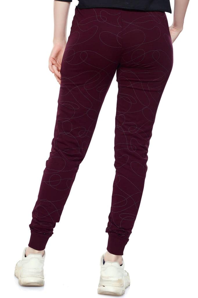 ZEYO Women's Joggers Printed Black Regular Fit Track Pant 5373 view 3
