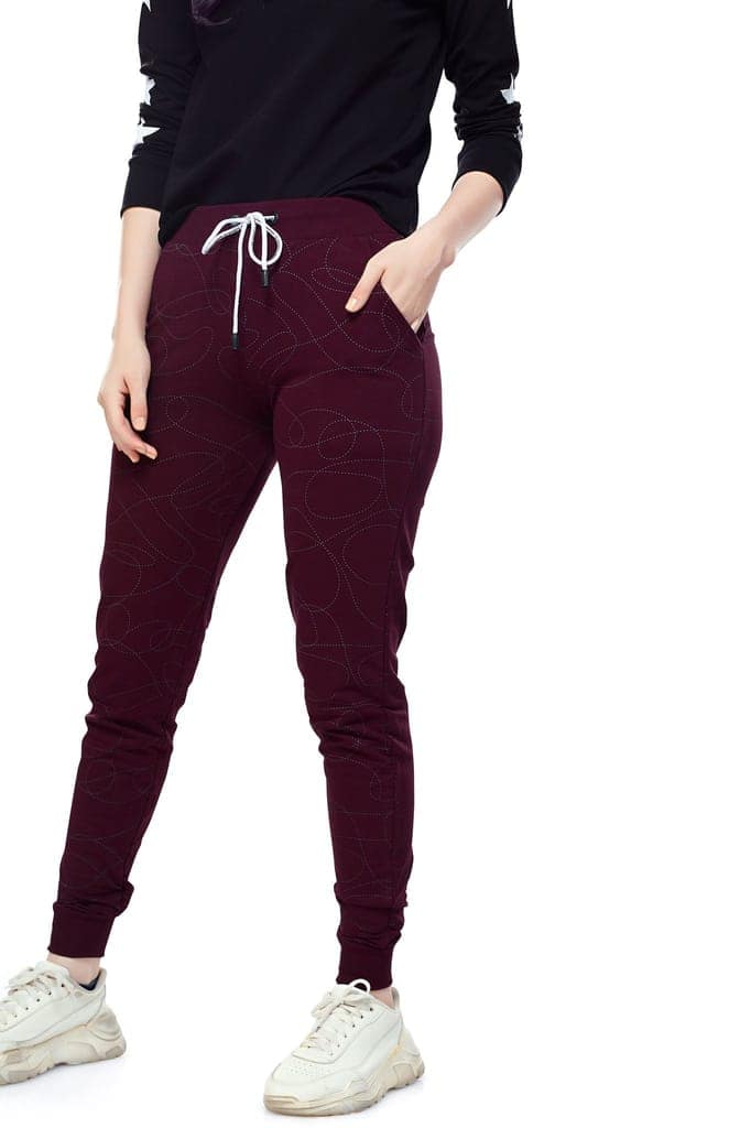 ZEYO Women's Joggers Printed Black Regular Fit Track Pant 5373 view 4