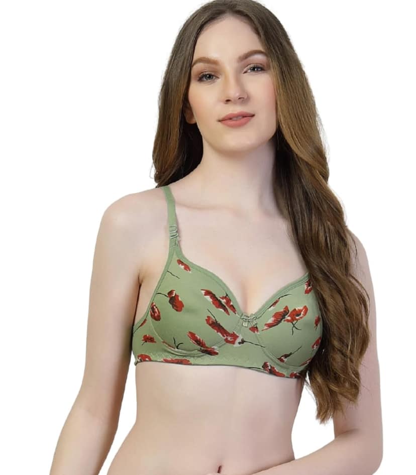 ADORNSTAR Women's Cotton Padded Floral Print Non-Wired Full Coverage Bra view 5