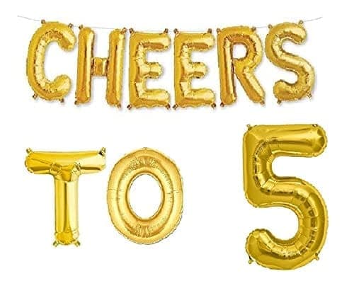 Partyzon Gold Cheers to Birthday Foil Balloon Combo Party Decoration for Anniversary Celebration 16 Inches