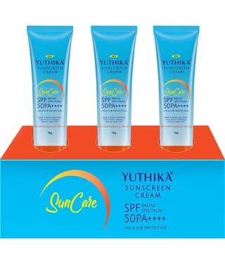 Yuthika Sunscreen SPF 50 PA++++ with UVA & UVB Protection, Dermatologically Tested Sunscreen Cream 18g Pack of 3