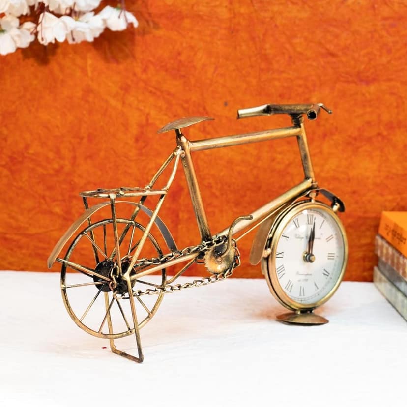 Rudraksha Corporation Metal Table Clock for Office Desk | Unique Gifts for Office Decoration, Study Table Decor | Clock for Birthday Gifts for Husband | Small Clock Time Piece for Home Decor view 2