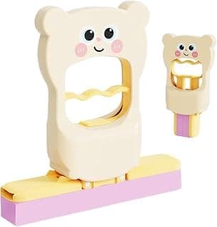 Cute Mini Desktop Mop | Portable Wet & Dry Sponge Mop with Self-Wring System | Cartoon Pattern Small Cleaning Tool for Kitchen, Tabletop & Sink (Off Wight)