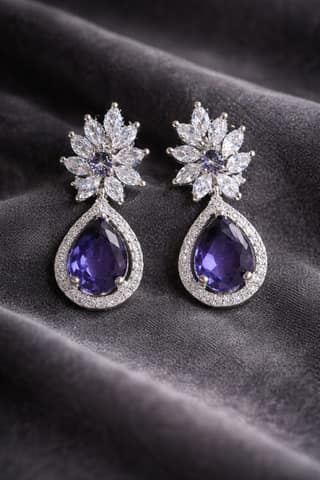 ✨ Royal Purple American Diamond Drop Earrings – Luxury Party Wear Statement Jewellery ✨