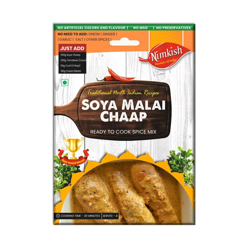 Nimkish Soya Malai Chaap Ready to Cook Spice Mix | 50g | Onion Ginger Garlic Already in Mix | Himalayan Recipe