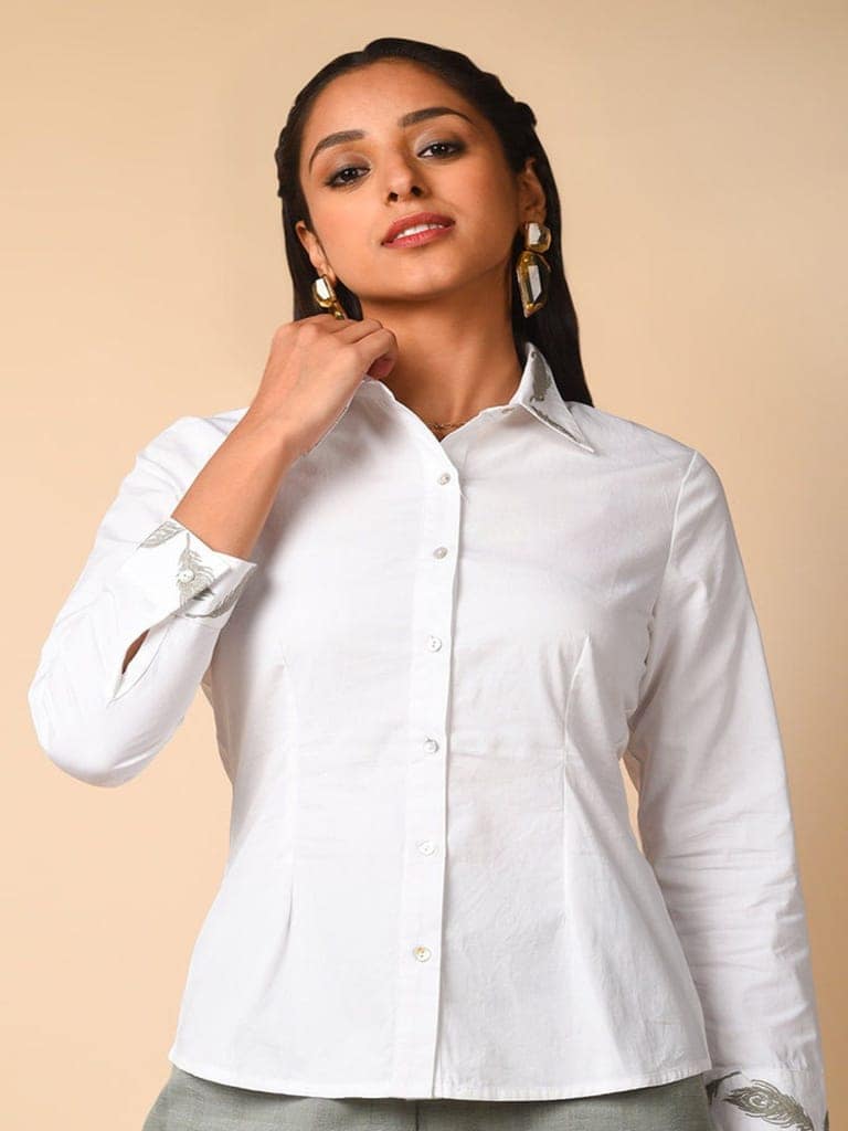 Classic White Solid Shirt view 3