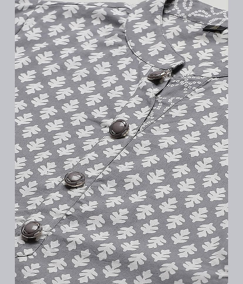 HIGHLIGHT FASHION EXPORT - Light Grey Straight Cotton Women's Stitched Salwar Suit ( Pack of 1 ) view 2