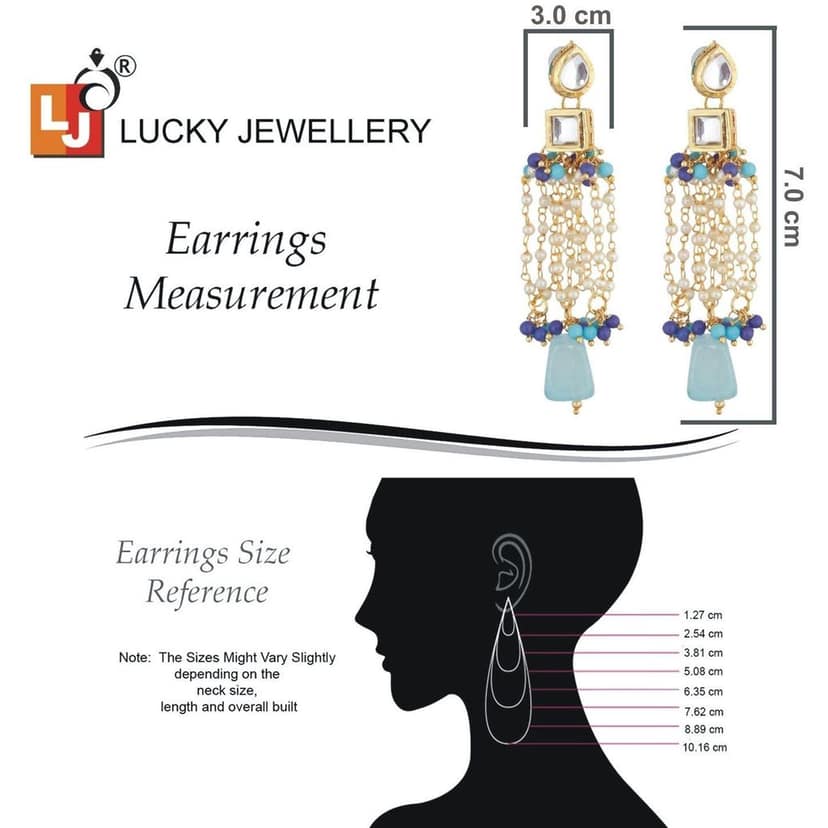 LUCKY JEWELLERY Back Meenakari 18k Gold Plated White Color Tika Earring Combo Uncut Big Faux Kundan Choker Necklace set view 8