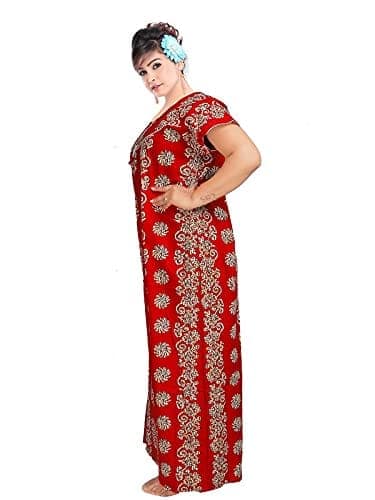 VALENCIA SLEEPWEAR Women's Pure Cotton Printed Maxi Nighty with Pocket Nightdress Night Suit Gown for Women and Girls Nightwear Female for Regular Use Nightgown Free Size view 5