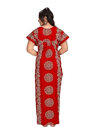 VALENCIA SLEEPWEAR Women's Pure Cotton Printed Maxi Nighty with Pocket Nightdress Night Suit Gown for Women and Girls Nightwear Female for Regular Use Nightgown Free Size view 6