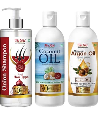 The Nile Red Onion Shampoo 200 ML + Coconut 100 ML + Argan Oil 100 ML Shampoo 400 mL Pack of 3