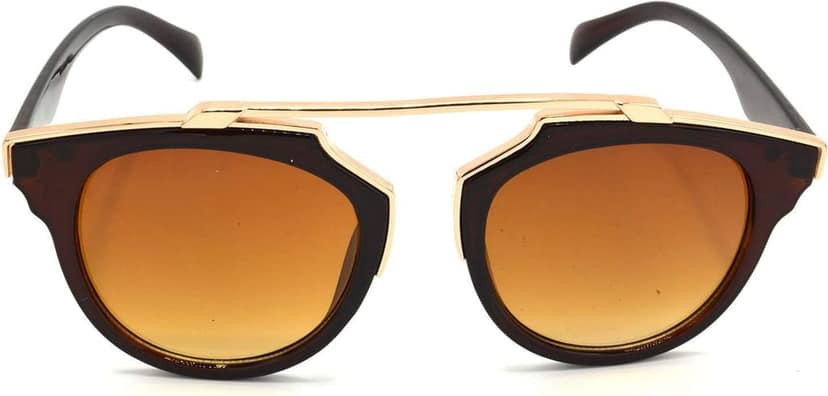 HRINKAR Unisex Wrap-around Sunglasses Golden & Silver Frame, Brown & Green Lens (Medium) - Pack of 2 view 2