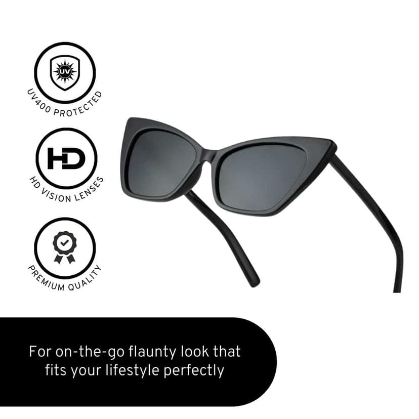 4Flaunt Full Rim Stylish, Latest & Trending Vintage Retro Cat Eye Fame Series Sunglasses For Women | 100% UV400 Protected | Medium (51-17-145 mm) | 4FS03 (C2 - Tortoise Brown) view 5