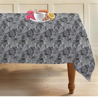 AIRWILL 100% Cotton Floral Pattern 4 Seater Square Table Cover Sized, 56x56 inches (Black,White, Pack of 1)