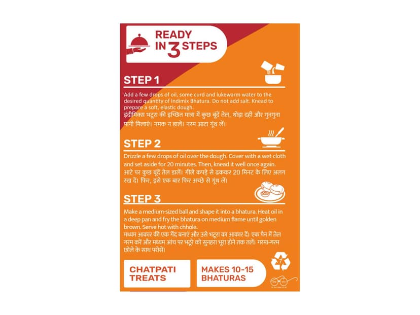INDIMIX Instant Ready to Cook Bhatura Mix Atta Ready In 3 Steps, Healthy & Tasty 500g - Pack of 2 view 4