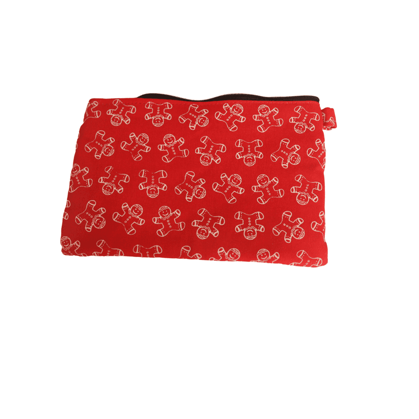 Red and White Gingerbread Man Themed Pencil Case with Two Compartments view 3