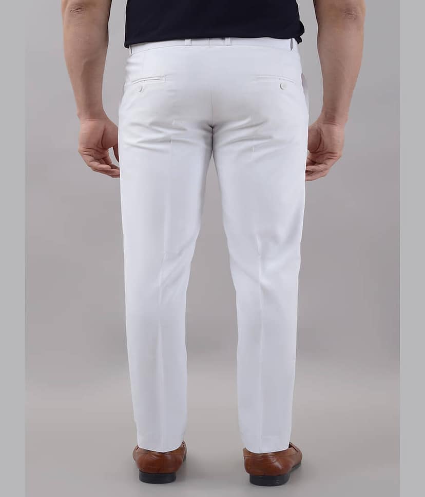 VILLAIN Slim Flat Men's Formal Trouser - White ( Pack of 1 ) view 2