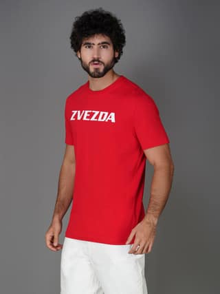 Men’s Round Neck Branded Cotton Jersey T-Shirt Red